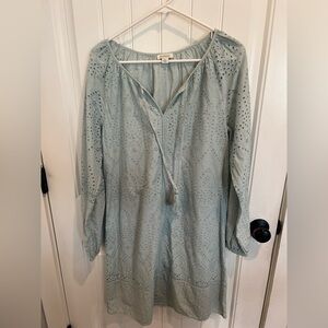 Sundance Boho romantic chic light sage green eyelet dress M